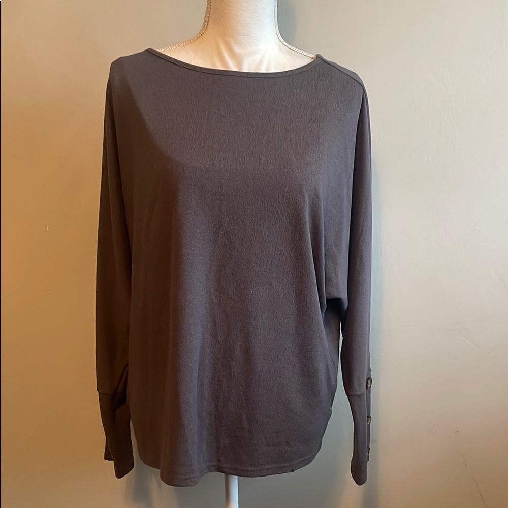 SHEIN Gray Long Sleeve Fitted Blouse